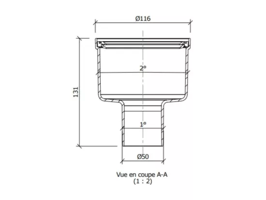 Wedi - Ecoulement vertical pour receveur Fundo Riolito Neo