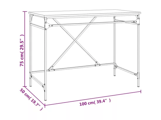 Bureau sonoma gris 100x50x75 cm bois d'ingénierie et fer