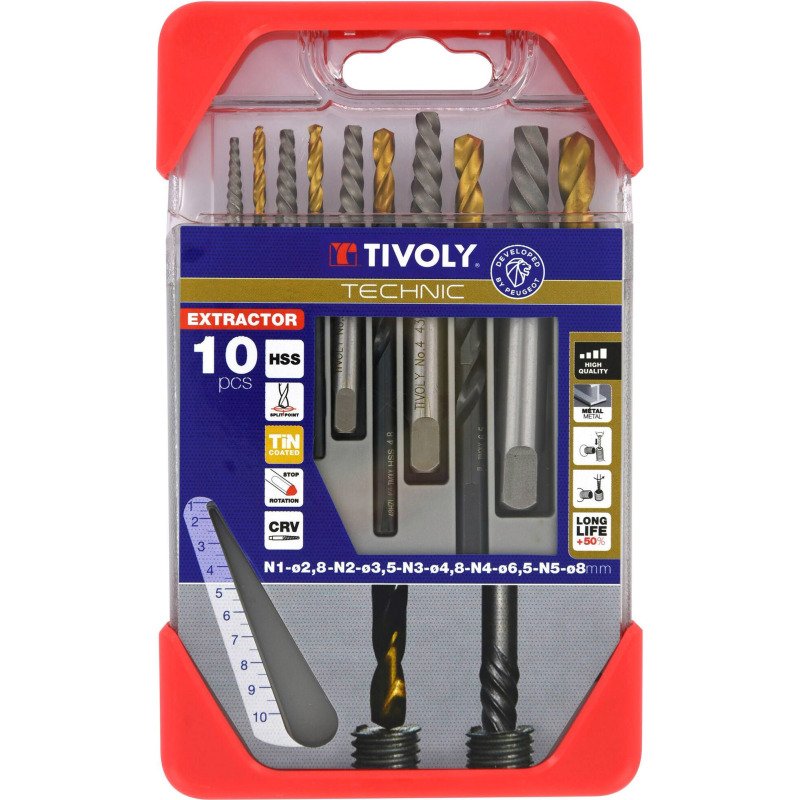 Extracteurs de goujons Tivoly technic - Coffret de 10 pièces