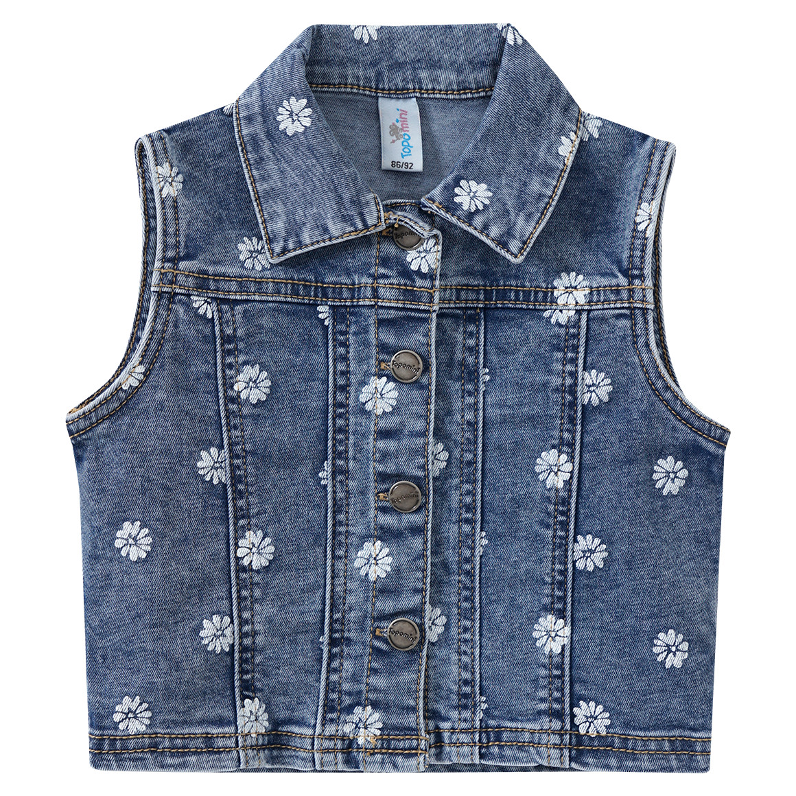 Topomini Baby Jeansjacke mit Blüten-Allover blau