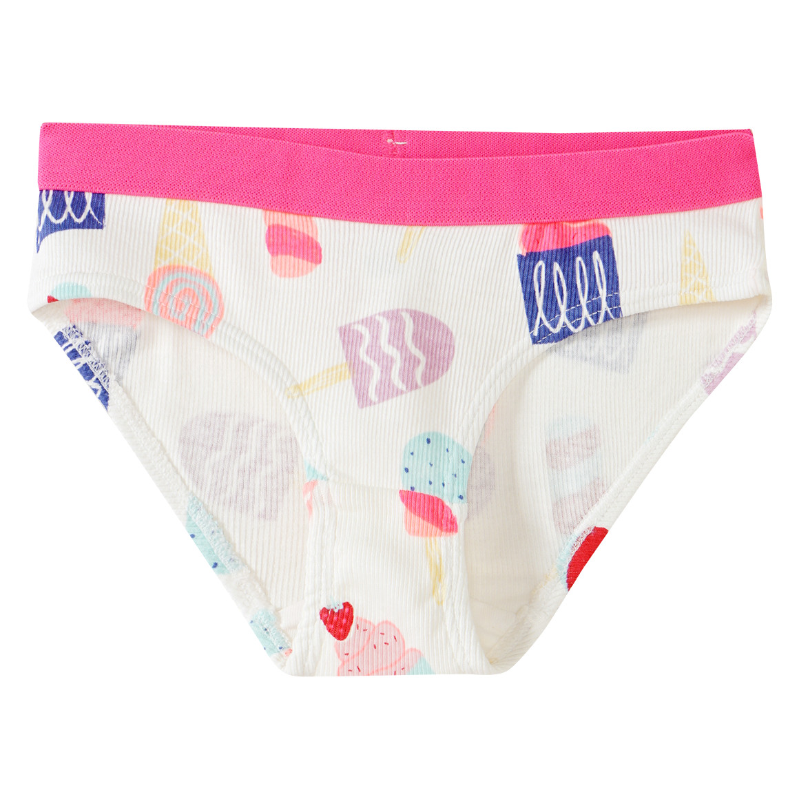 Famy 5 Mädchen Slips mit Rippstruktur weiss / helltürkis / rosa