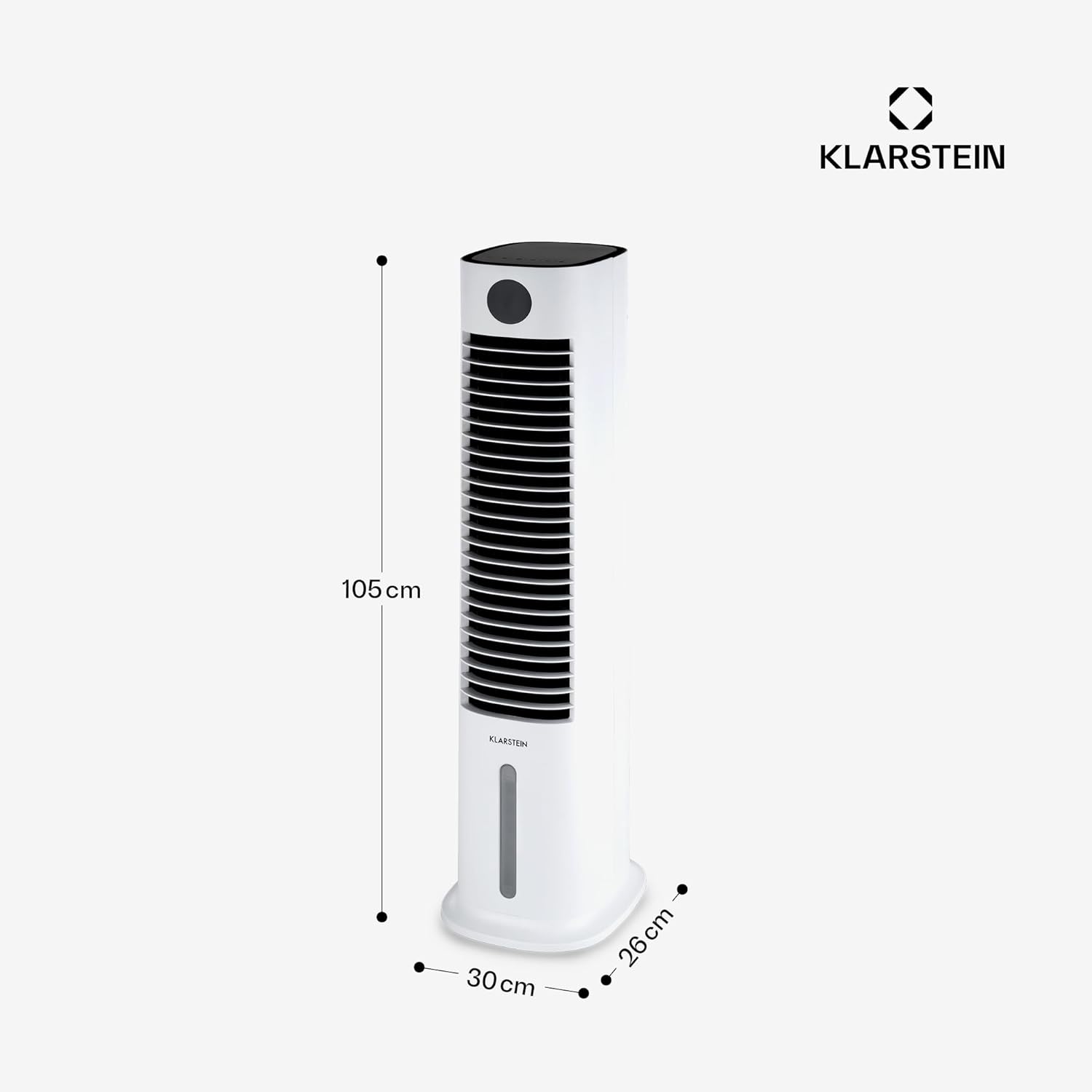 Klarstein Luftkühler mit Wasserkühlung, 5-in-1 Verdunstungskühler, Luftbefeuchter, Ventilator & Luftreiniger, Mobile Klimageräte Luftkühler mit App-Steuerung, 80W Air Cooler, 462m³/h Luftstrom