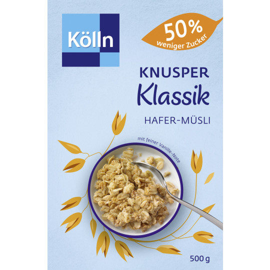 Kölln Knusper Klassik Hafer-Müsli 50% weniger Zucker 500G