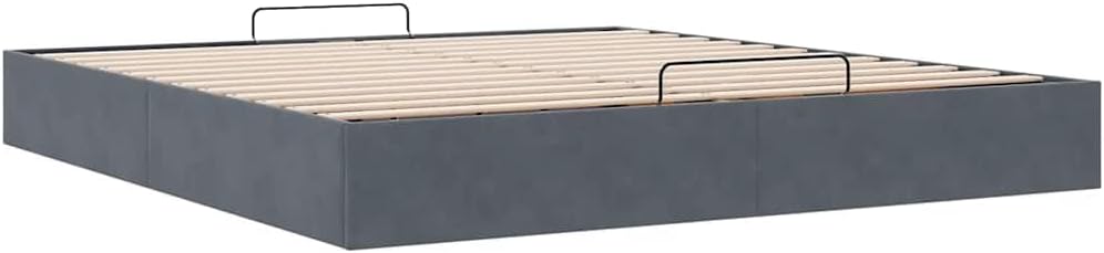 vidaXL Ottoman-Bett ohne Matratze Dunkelgrau 160x200 cm Samt, Bettrahmen, Bettgestell mit Stauraum, Polsterbett, Bettgestell, Bettrahmen mit Stauraum