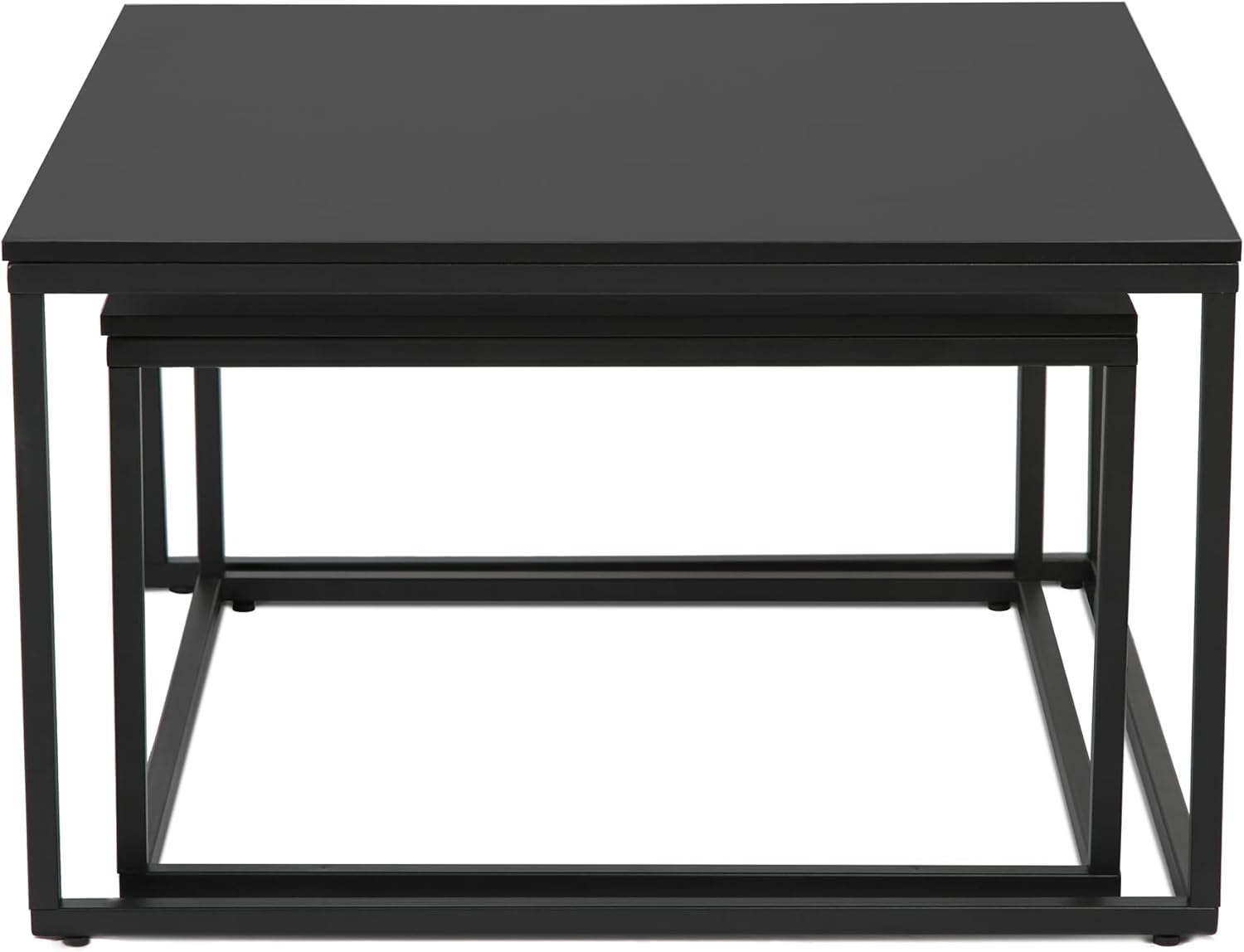 Home Collective Couchtisch 2er Set quadratisch weiß aus Holz Wohnzimmertisch Modern Beistelltisch Set 2 in 1 mit Metallgestell für Wohnzimmer Büro Beistelltisch Loft Design Twin Kratzfeste Oberfläche