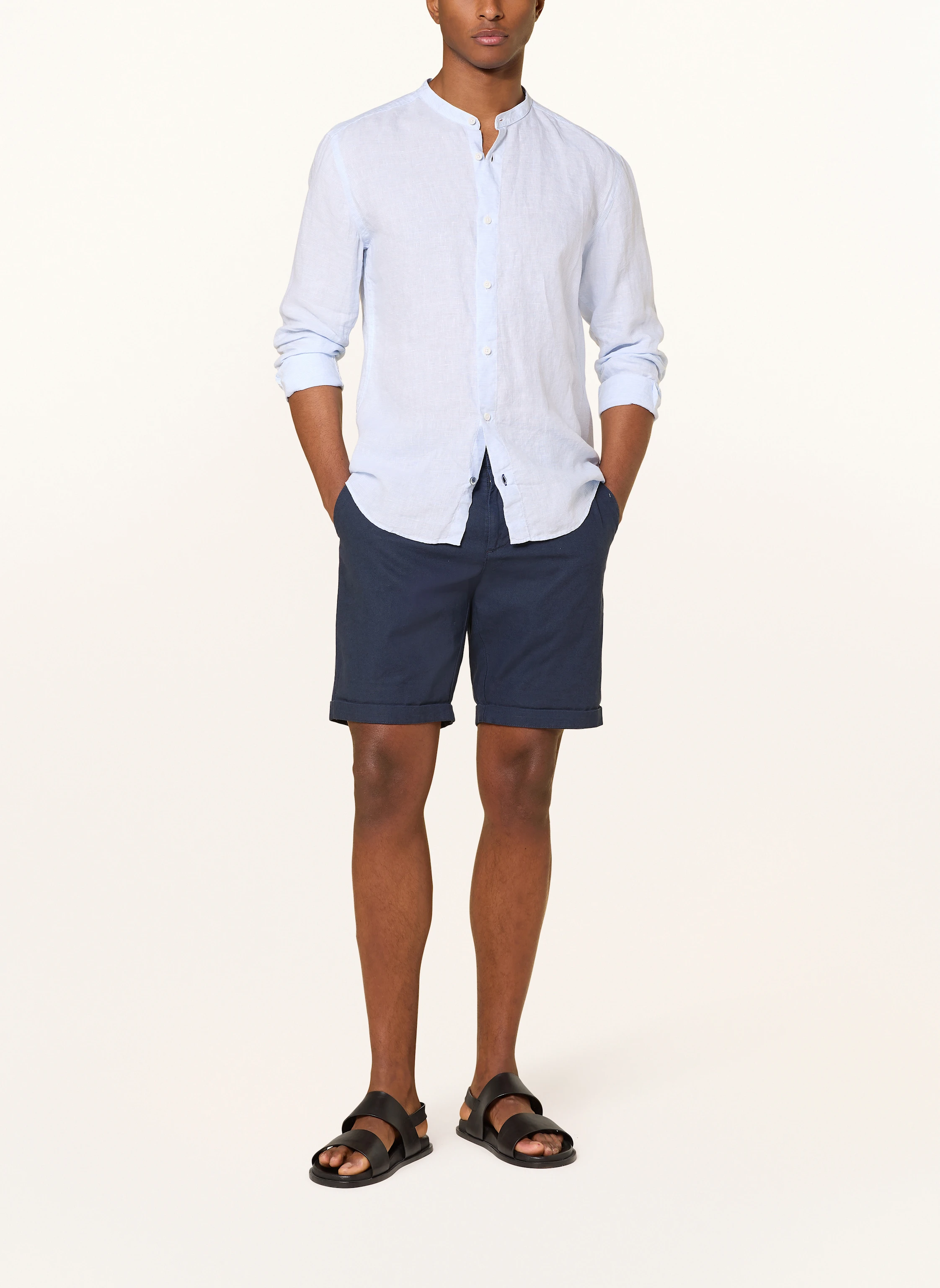 OLYMP Leinenhemd Casual regular fit mit Stehkragen