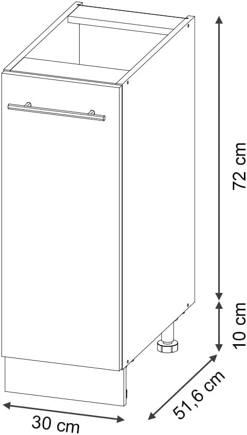 Vicco Apothekerschrank Fame-Line, Weiß Hochglanz/Weiß, 30 cm ohne Arbeitsplatte