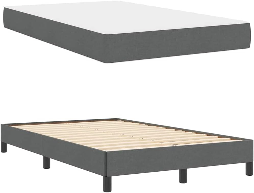 vidaXL Boxspringbett mit Matratze Dunkelgrau 120 x 190 cm Stoff, Moderner Schlafzimmer-Bettgestell, rechteckiger Boxspring, gemütliche Plattform, langlebige Schlaflösung, Elegantes Design
