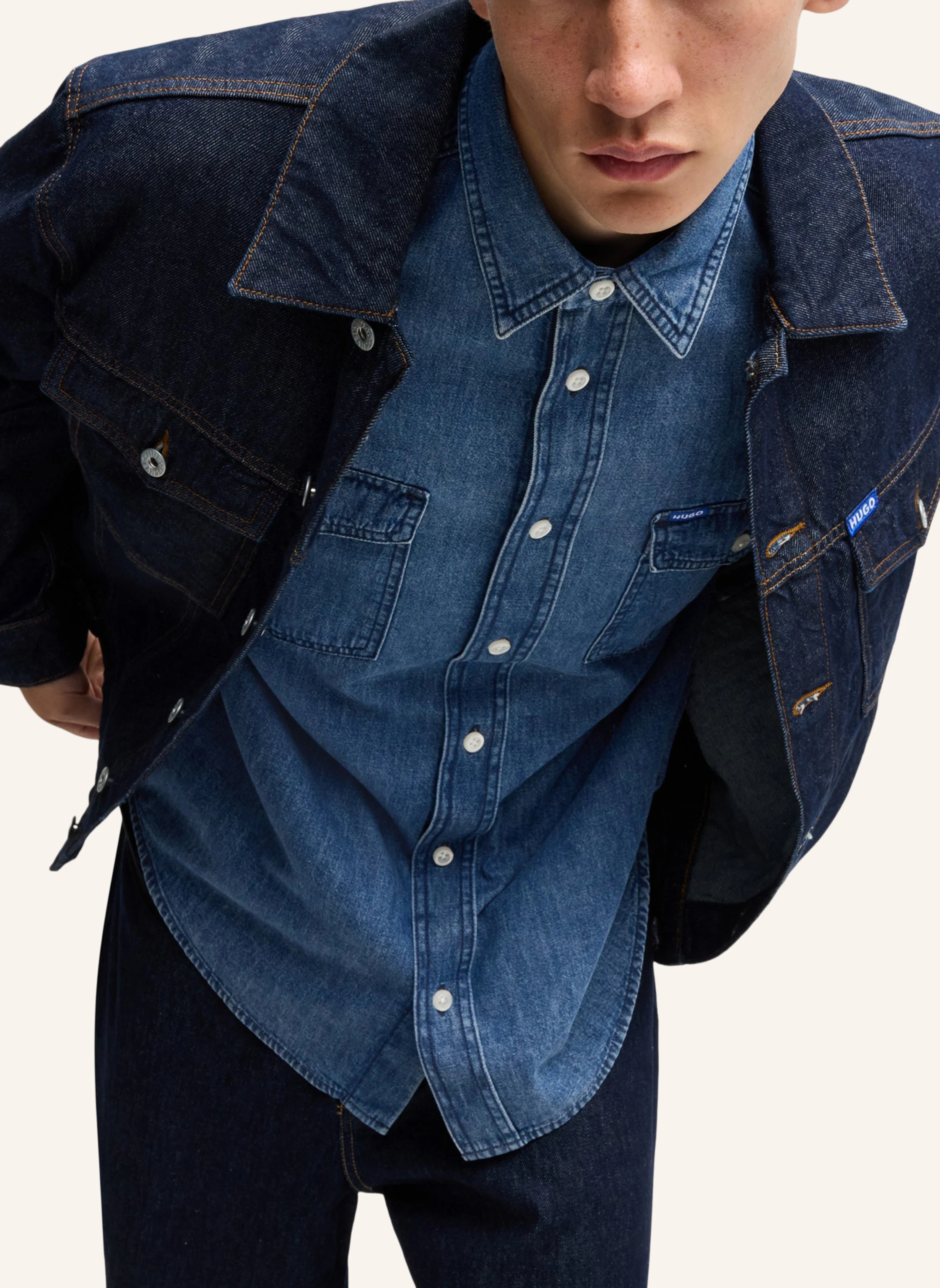 HUGO Casual Hemd EBINO Oversize Fit