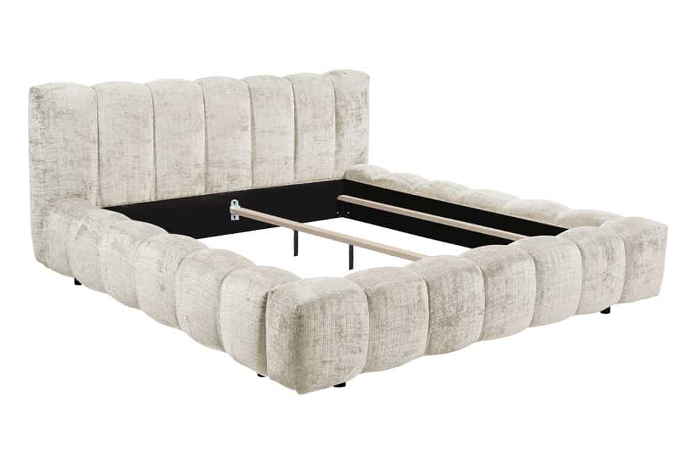 Design Polsterbett DIAMOND 180x200cm weiß Chenille Cremona inkl. Matratze Topper Lattenrost