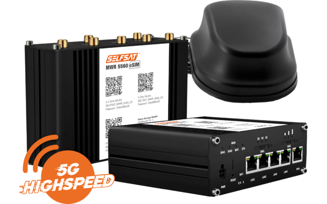 SELFSAT MWR 5560 WLAN Router eSIM 5G Cat 20 bis 3,4 Gbps inklusive SELFSAT 5G Antenne