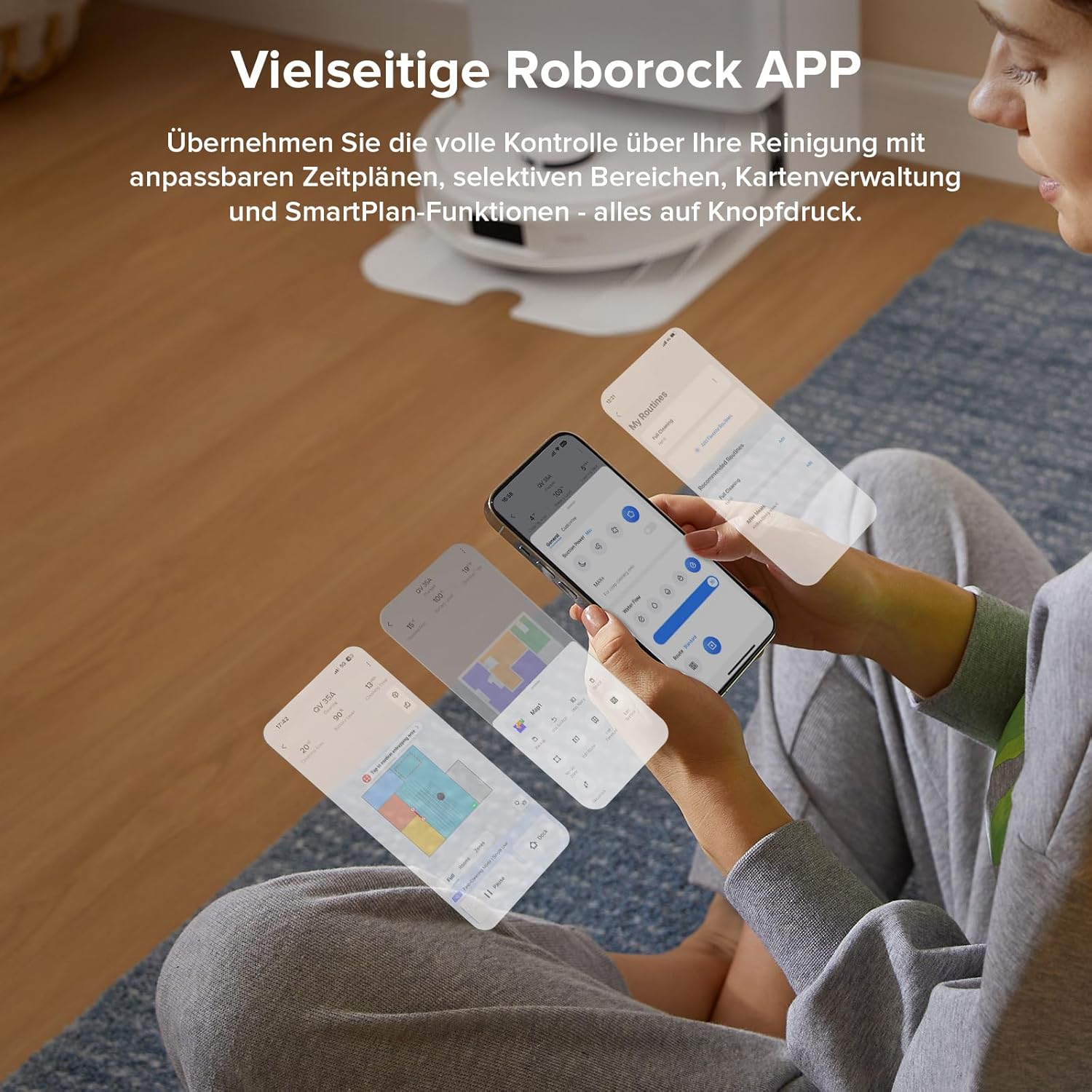 roborock Qrevo Serie Saugroboter mit Wischfunktion, 8000Pa Saugkraft(verbessert von Qrevo S), Anti-Verfilzungs-Seitenbürste, Hindernisvermeidung, LiDAR-Navigation, All-in-One Dock, Weiß(QV 35A Set)