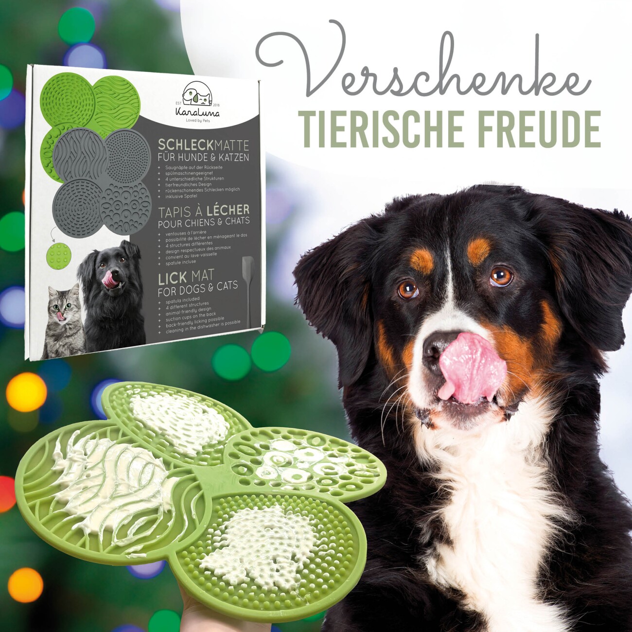 KaraLuna Hunde Leckmatte lebensmittelecht I Mit Saugnapf & Spachtel
