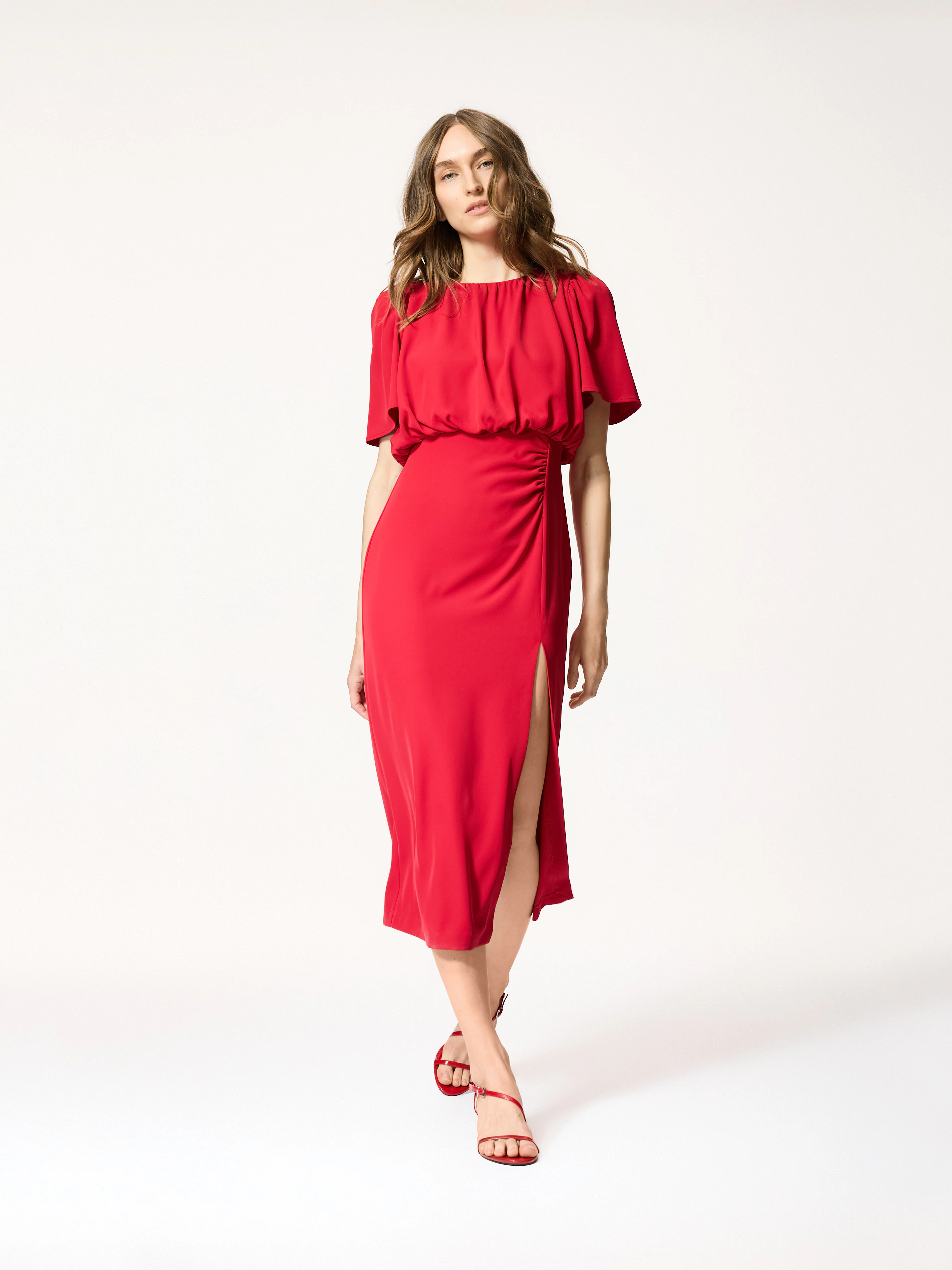 Midikleid mit Raffung