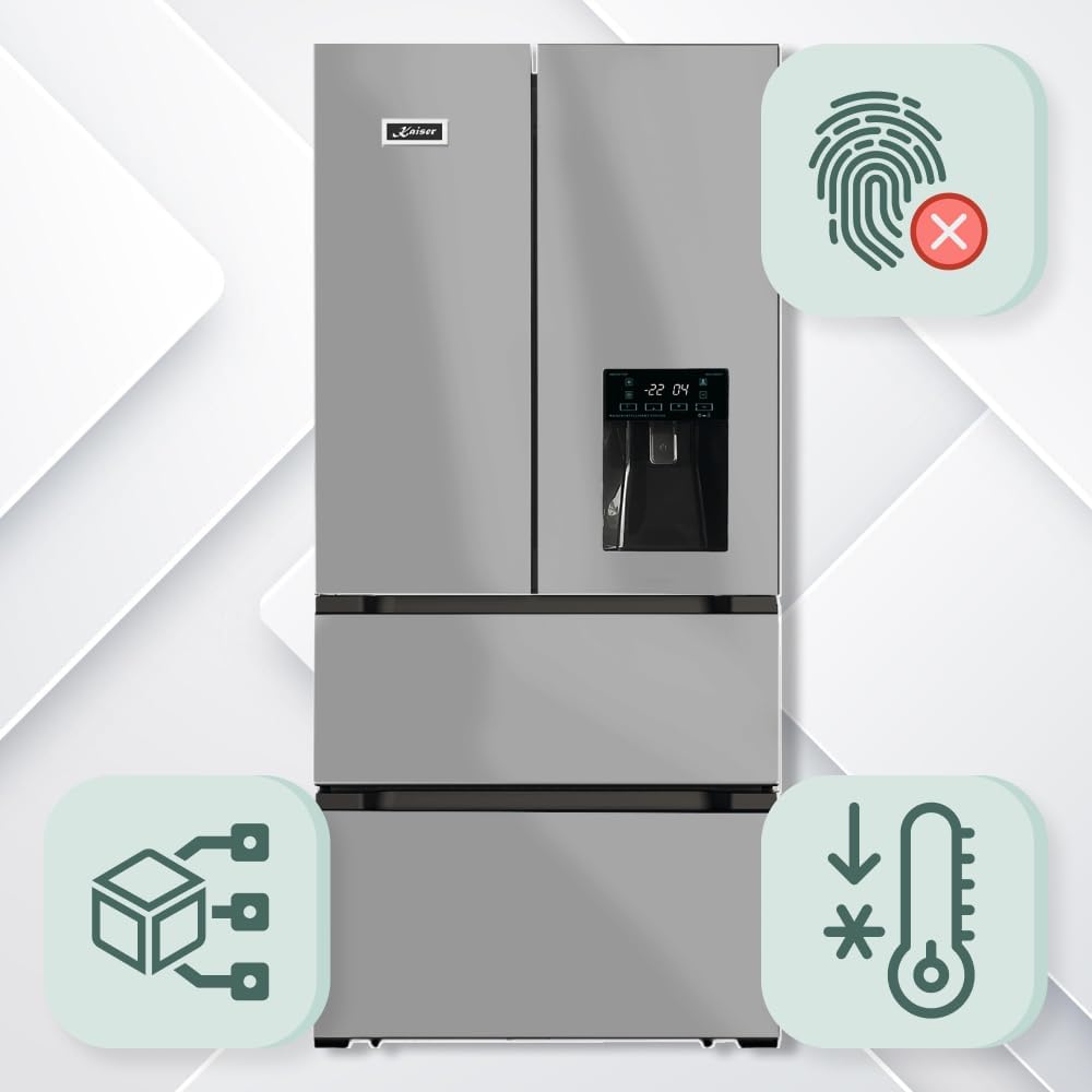 Kaiser Side-by-Side Kühlschrank KS 80420 R Kühl-Gefrierkombination Edelstahl mit Anti-Touch-Effekt | 1 Inverter | No Frost | Cloud Fresh | Wasserspender | IceMaker | VitaminPLUS | Super Frost | 506 L