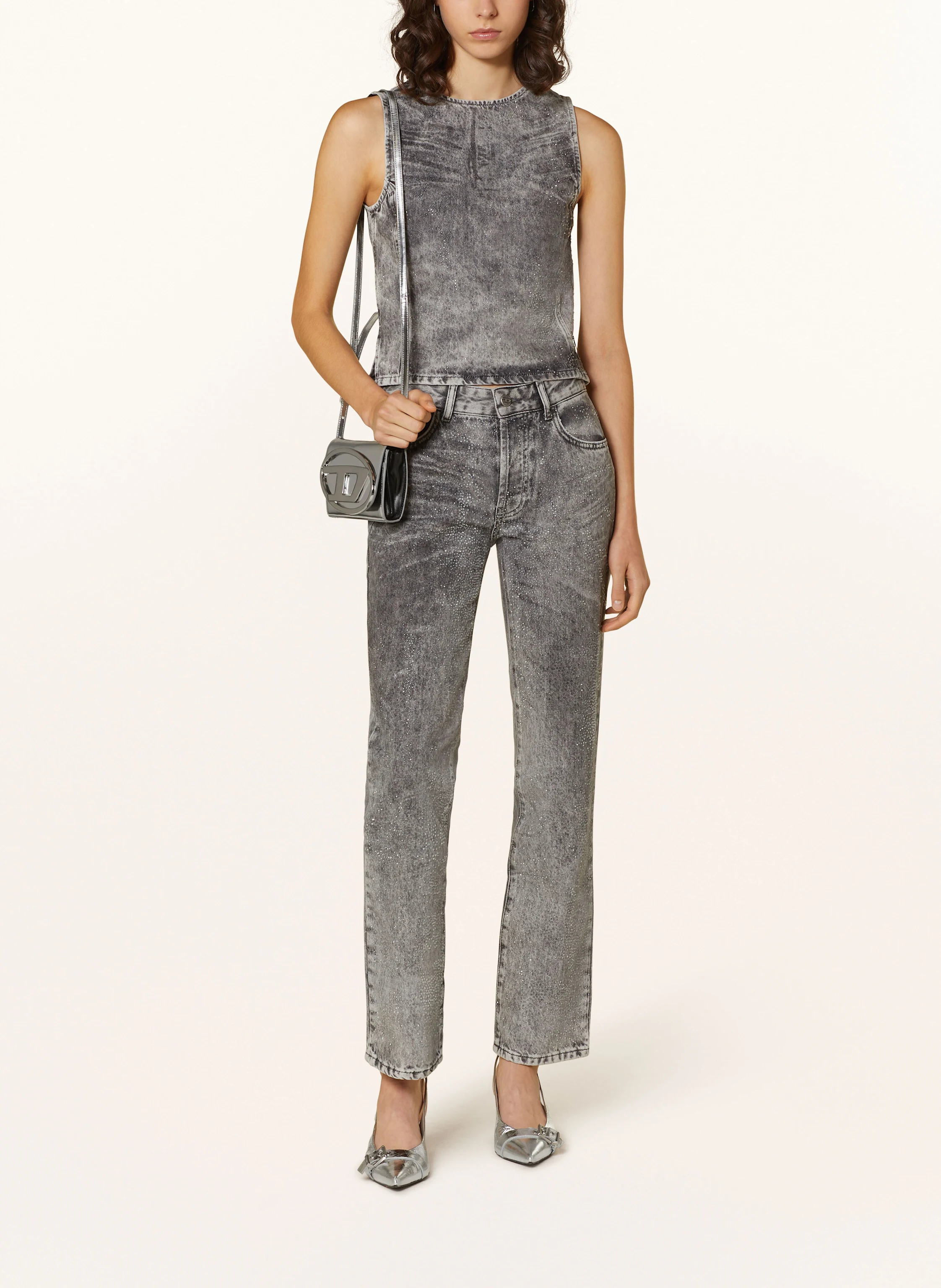 DIESEL Straight Jeans D-MINE-S4 mit Schmucksteinen