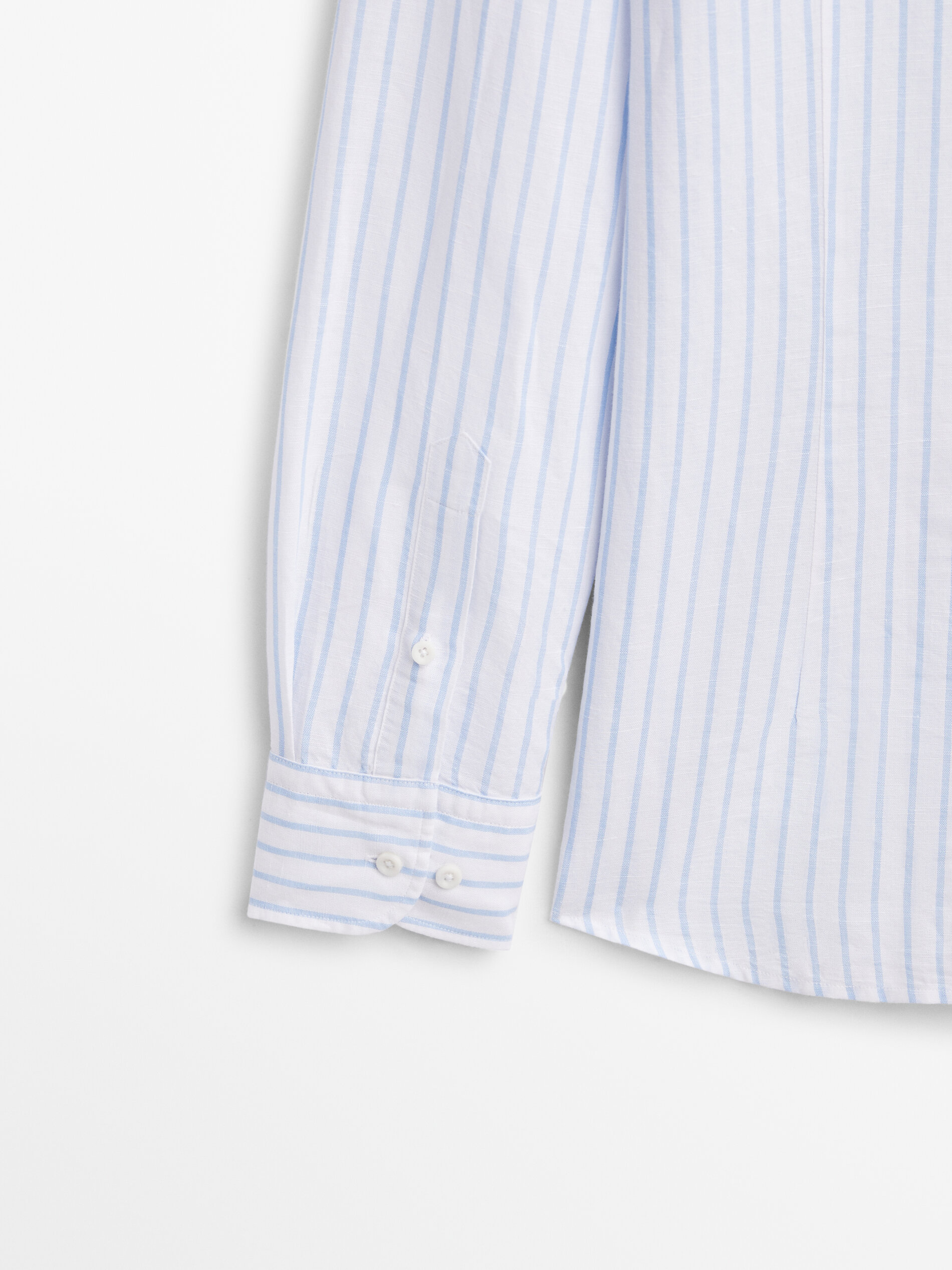 Rayas camisa com lino e algodón slim fit - LIGHT BLUE