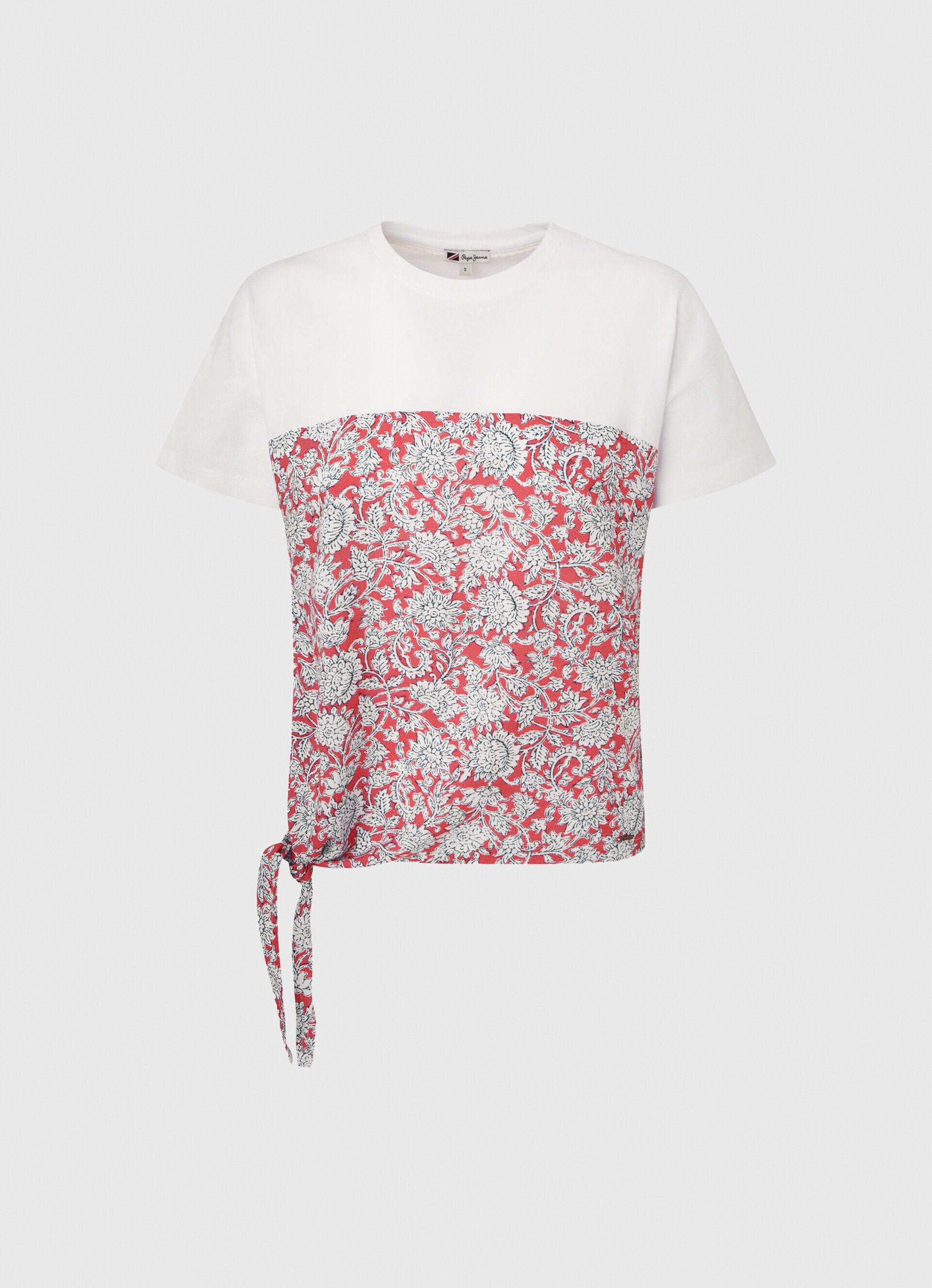 Camiseta de algodão com estampa floral - vermelho estúdio