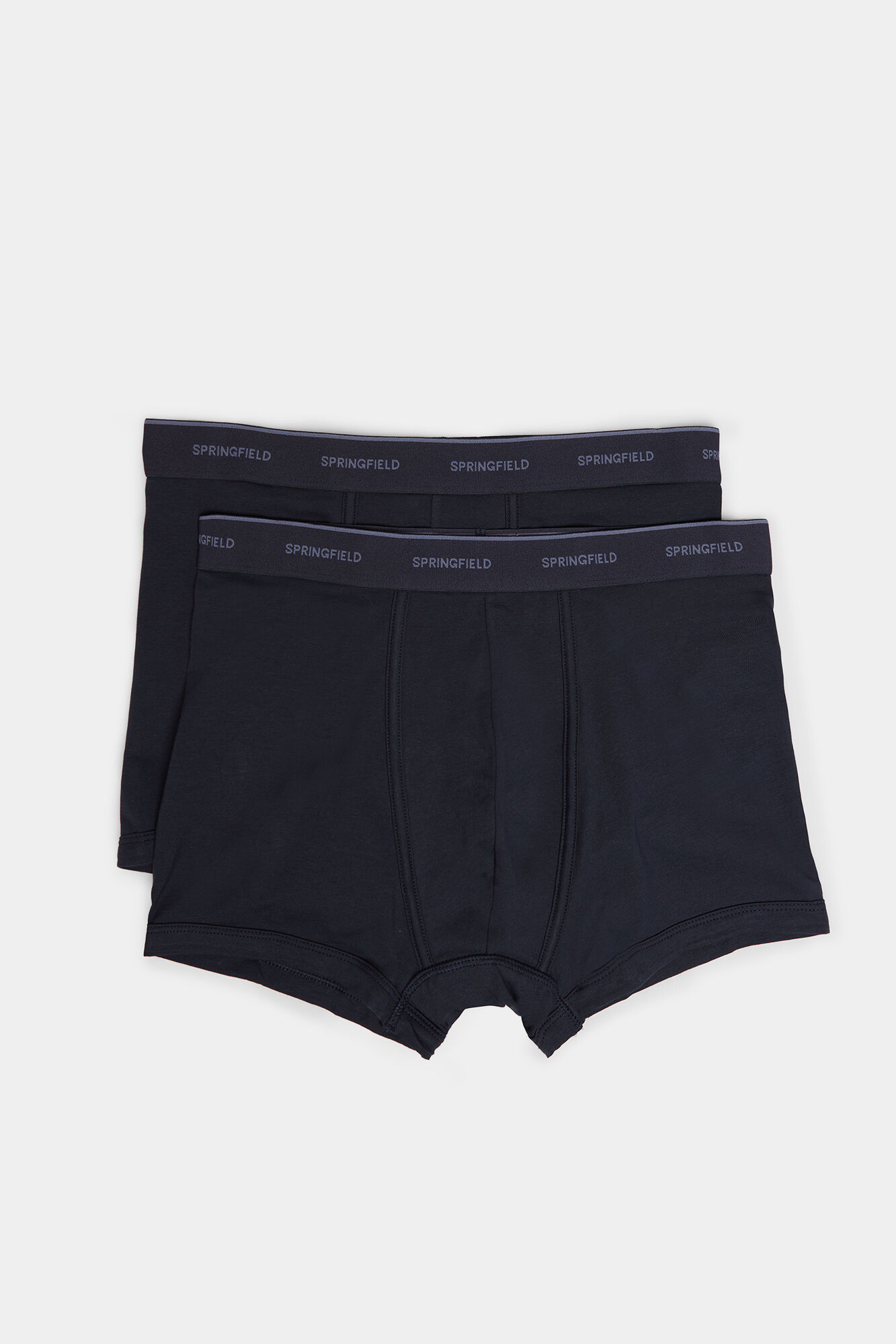 Pacote com 2 cuecas boxer básicas de algodão - azul escuro