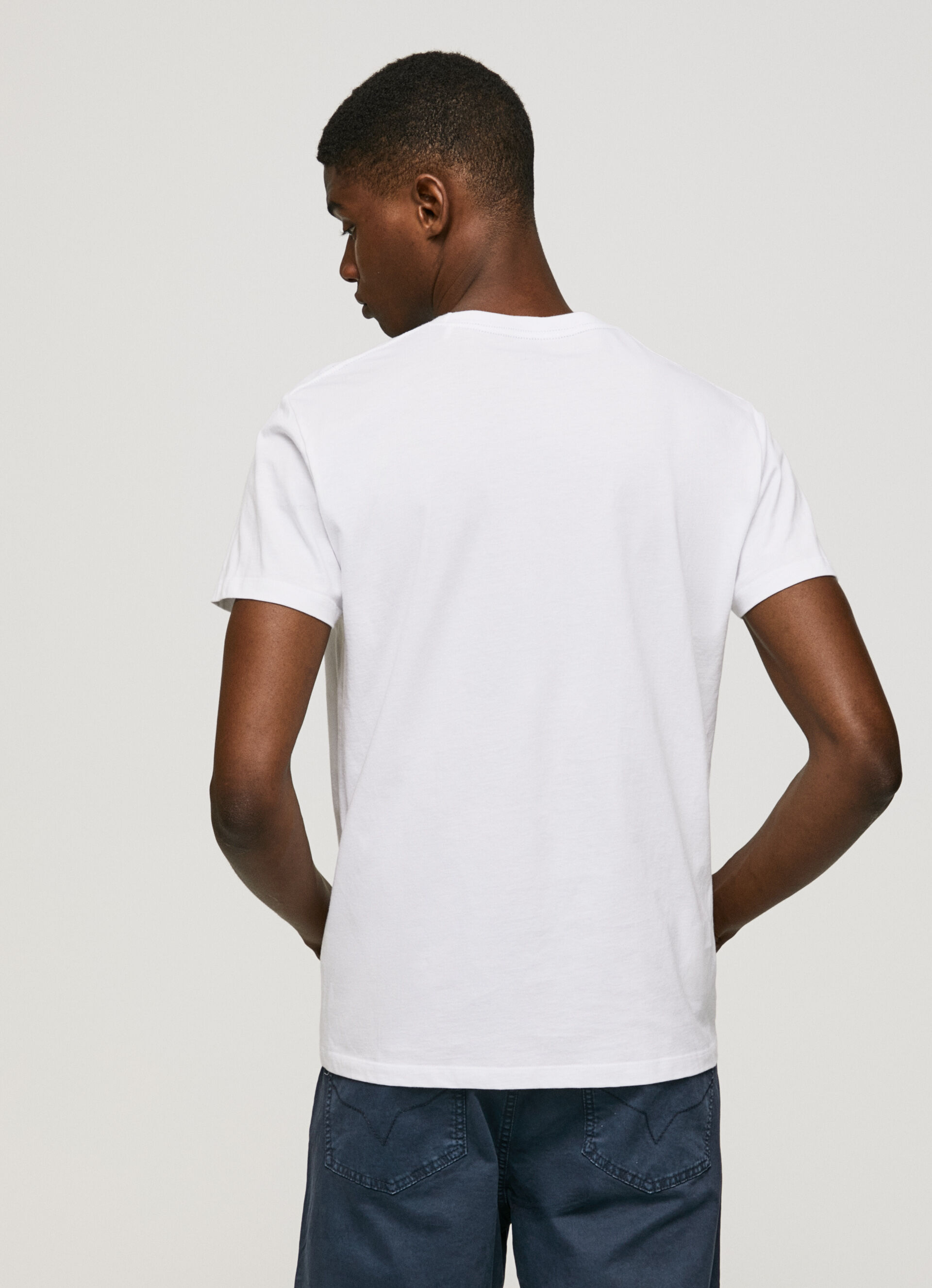Camiseta de algodão com logotipo estampado - branca