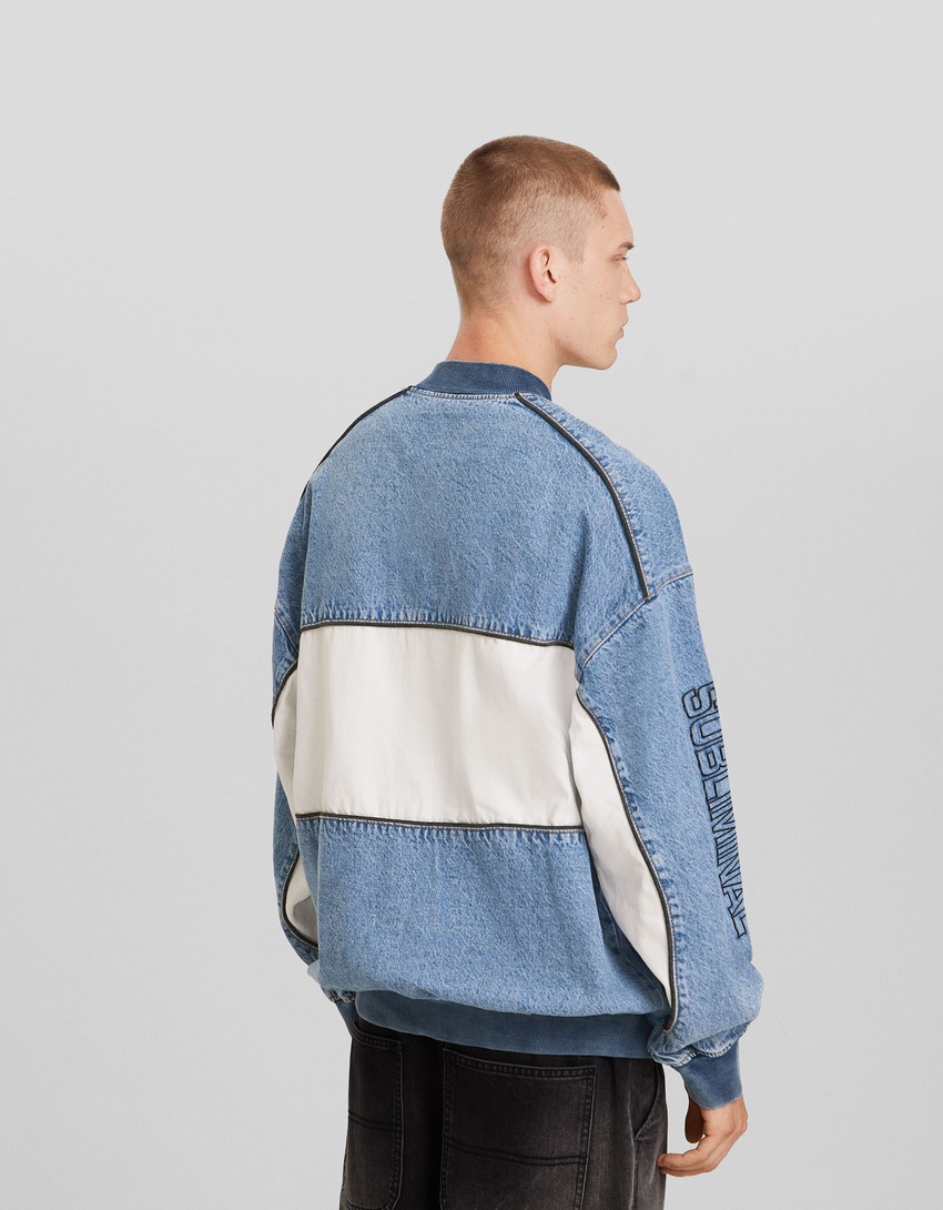 Jaqueta bomber de corrida em jeans