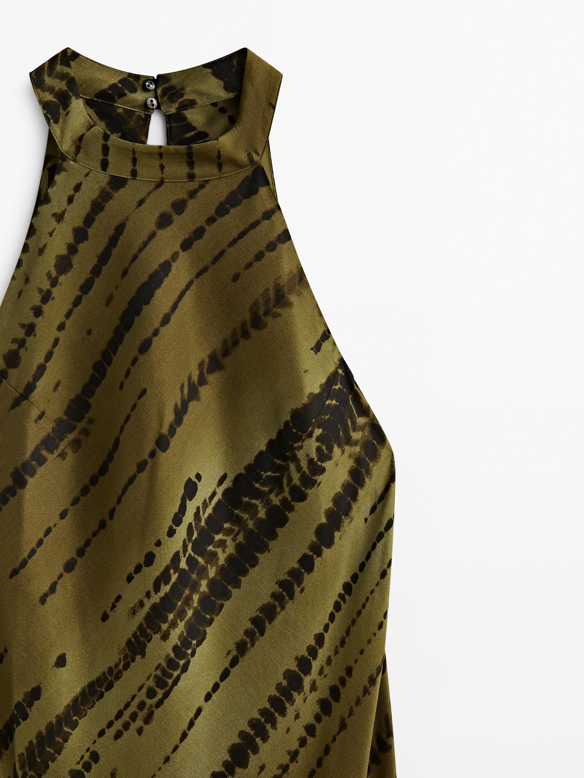 Vestido longo tomara que caia estampado - MARROM