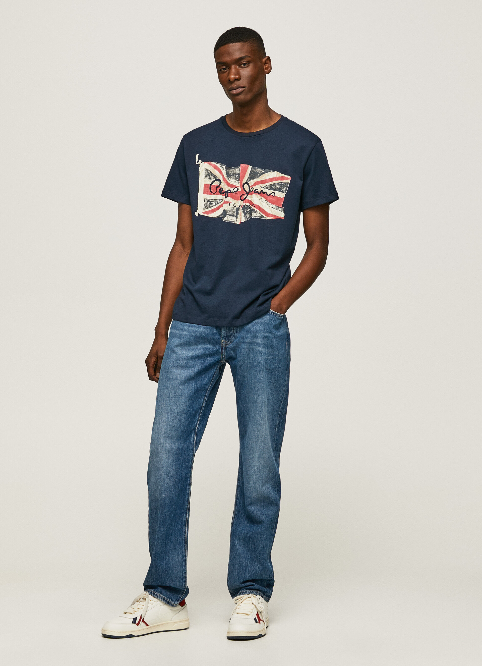 Camiseta de algodão com logotipo estampado - azul dulwich