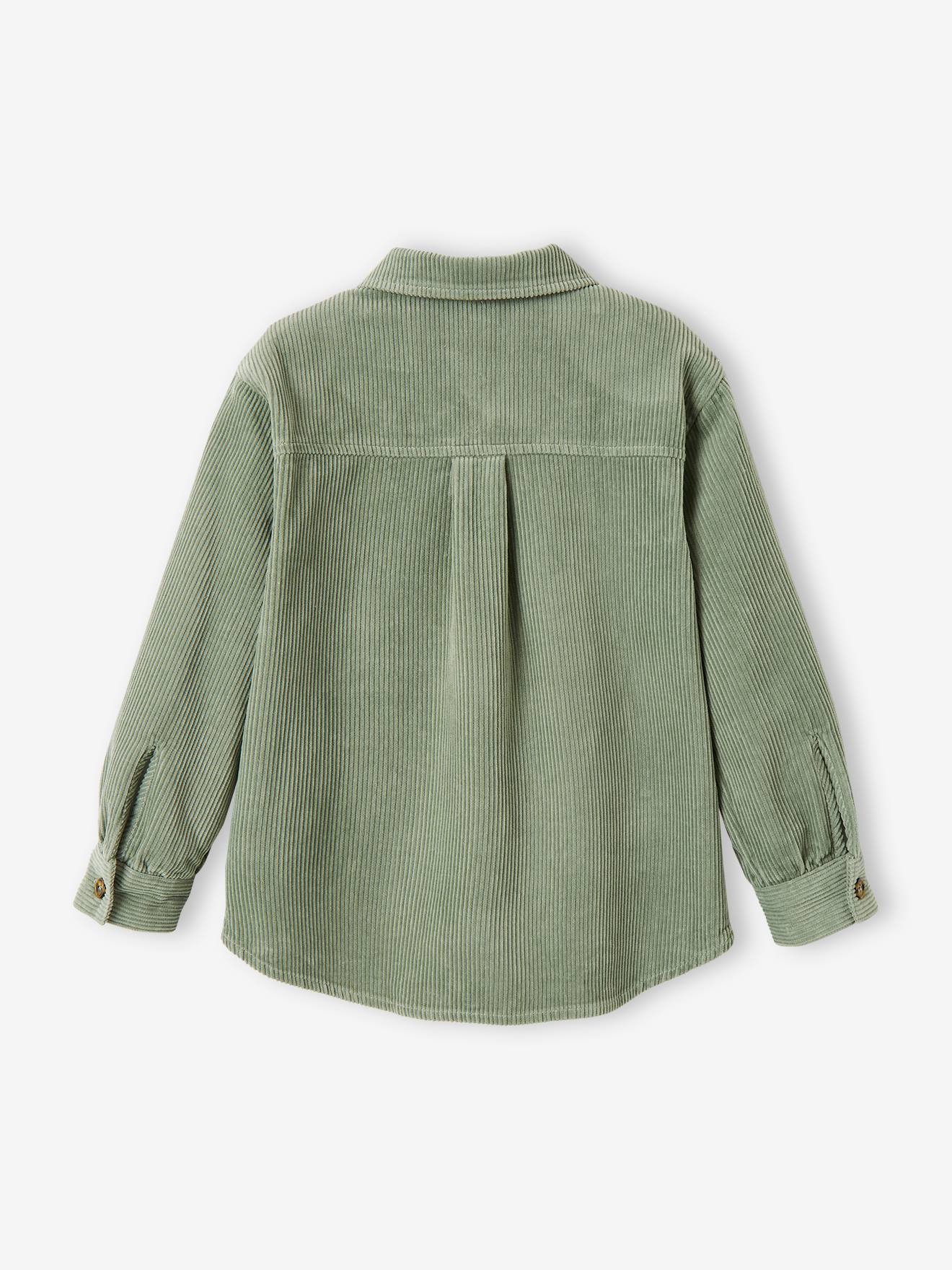 Sobretudo de veludo cotelê para meninas, líquen