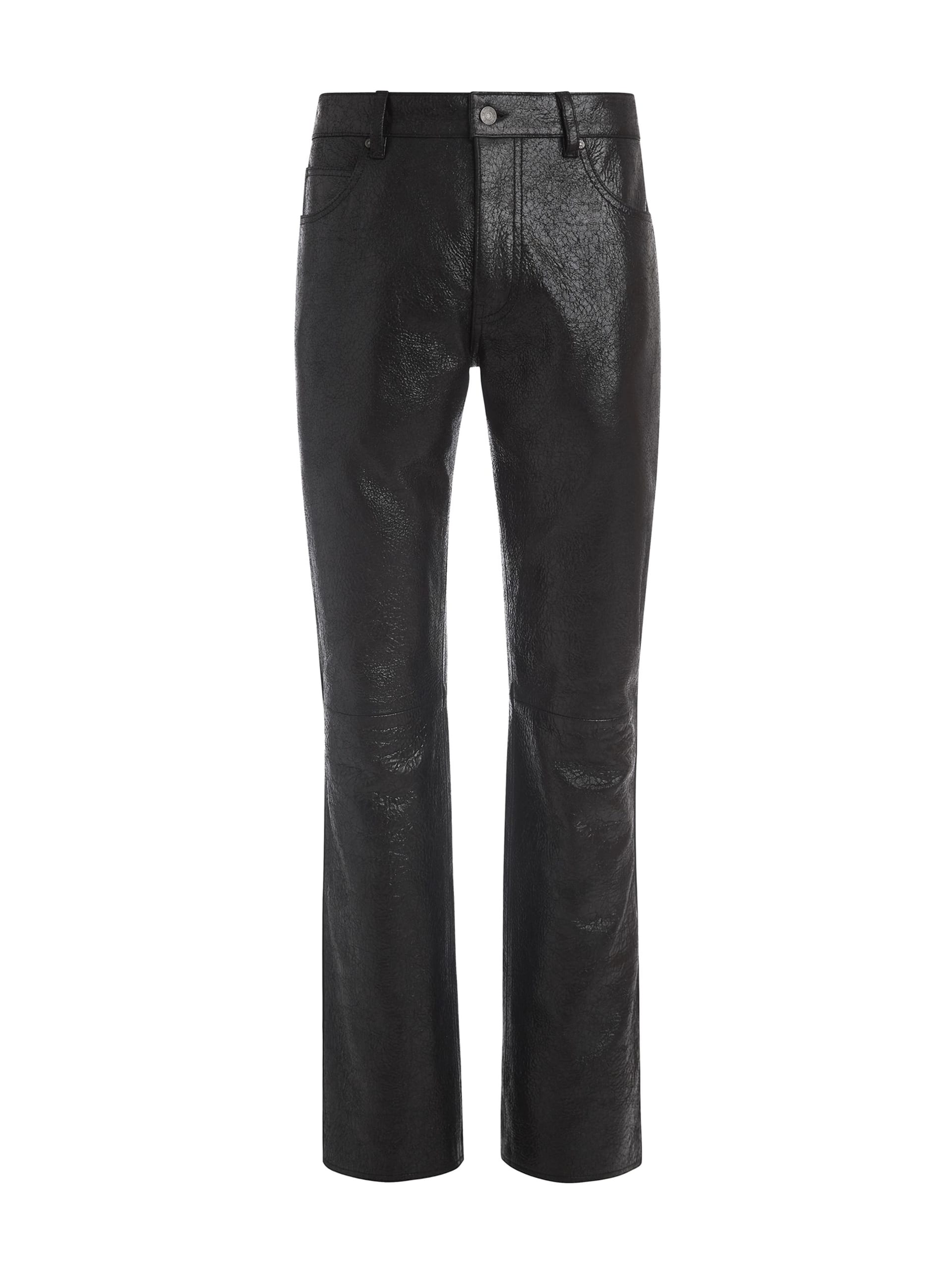 calça de couro craquelado