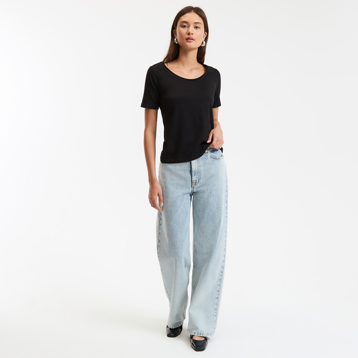 COLEÇÃO LA REDOUTE<br>Camiseta com gola redonda e mangas curtas