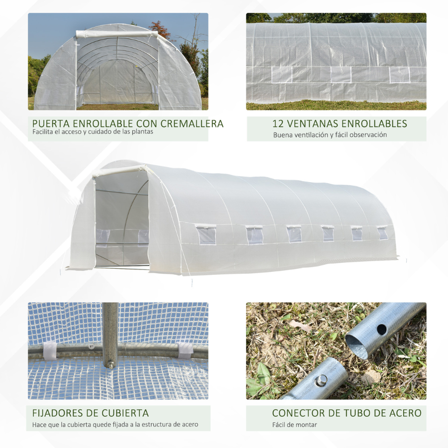 Estufa tipo túnel para cultivo, branca