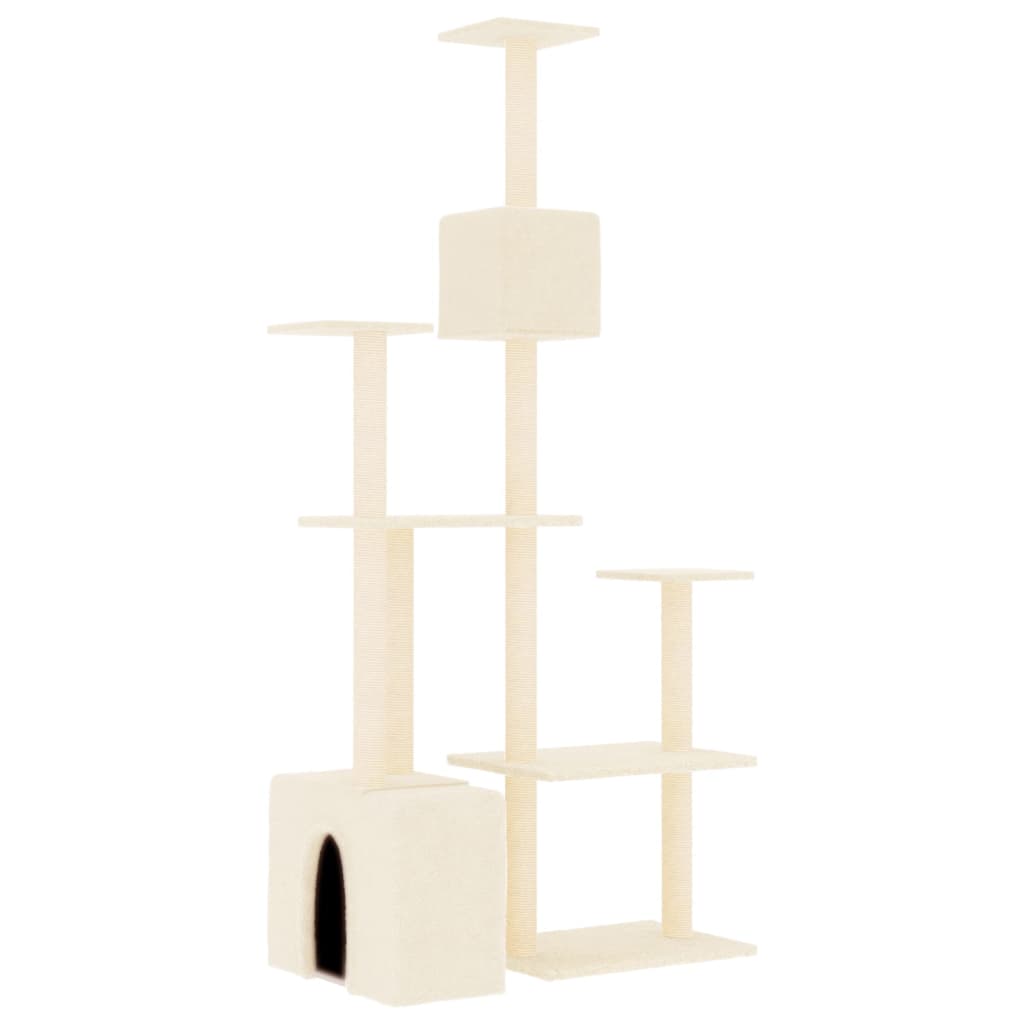 Arranhador para gatos vidaXL com postes de sisal creme, 180 cm