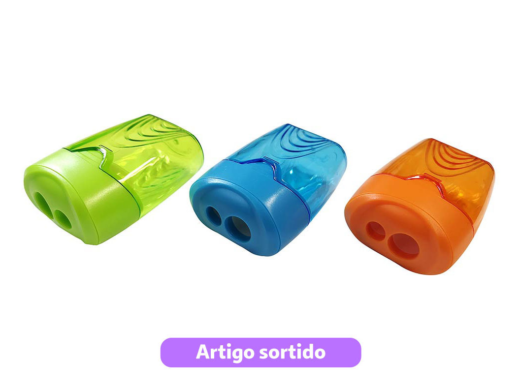 APARA-LÁPIS COM 2 ENTRADAS AUCHAN CORES SORTIDAS