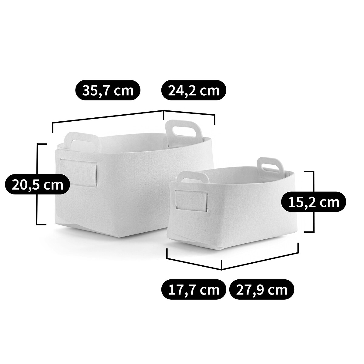 LA REDOUTE INTERIEURS<br>Conjunto de 2 cestos de feltro, Feltro