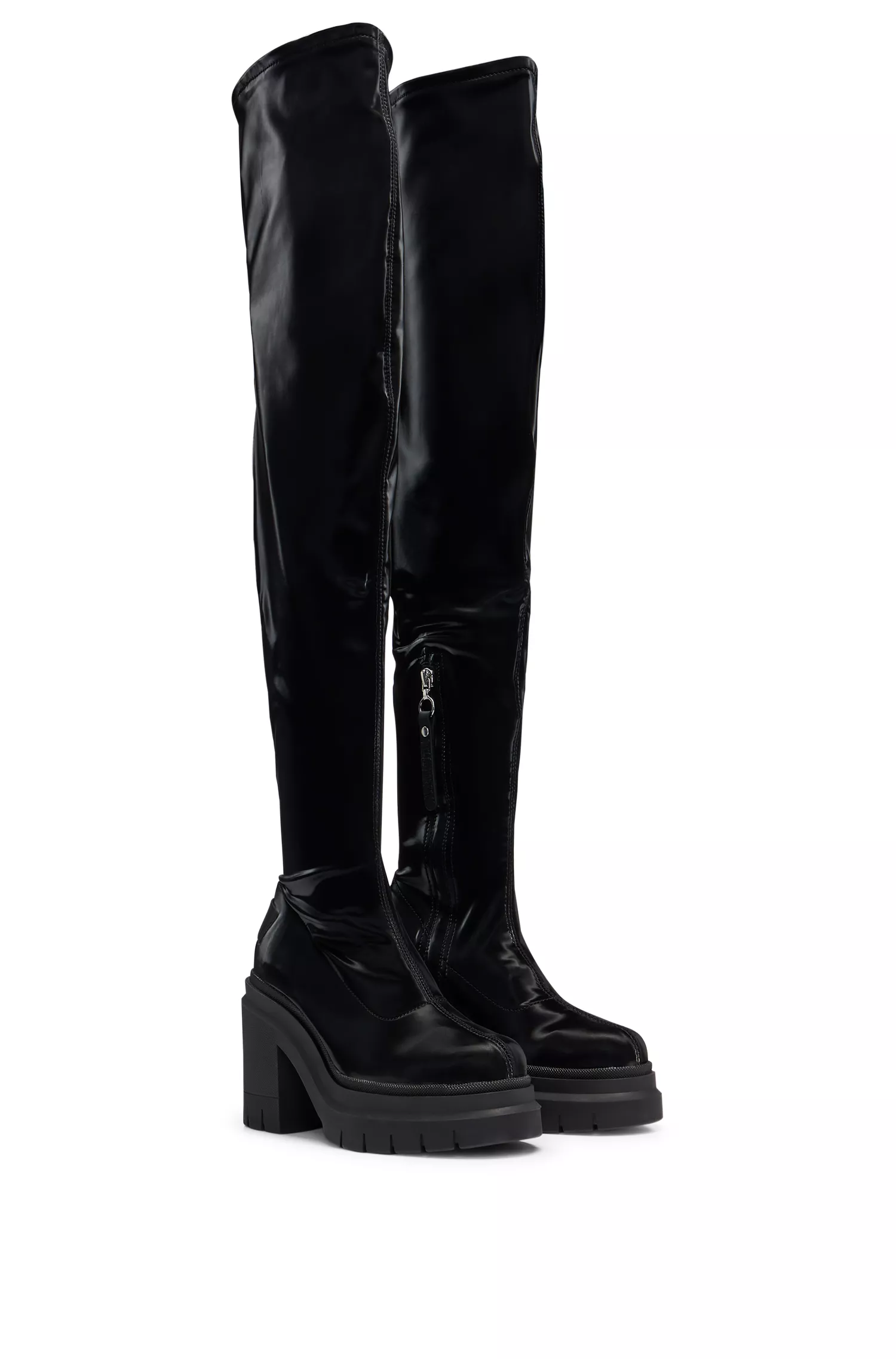 Botas de salto alto com efeito vinil HUGO Red-HUGO x Bella Poarch