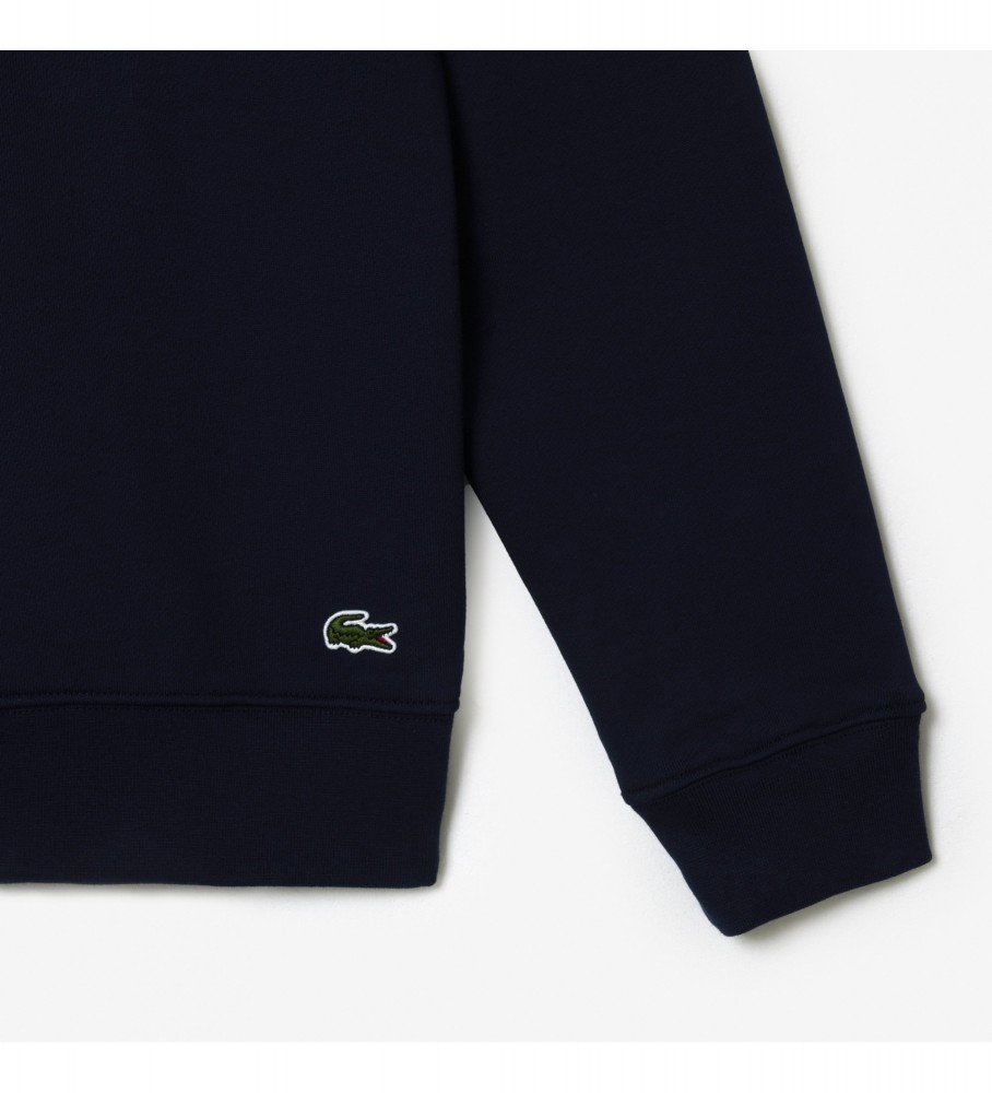 Moletom Lacoste clássico em algodão felpudo azul marinho.