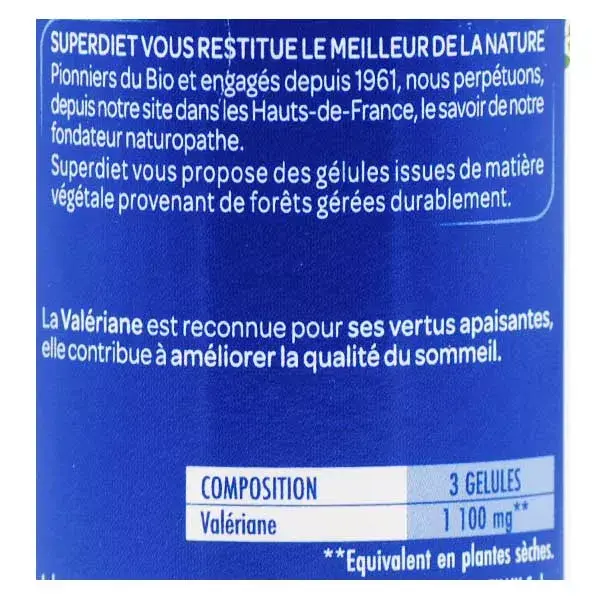 Superdiet Valeriana Orgânica 90 cápsulas