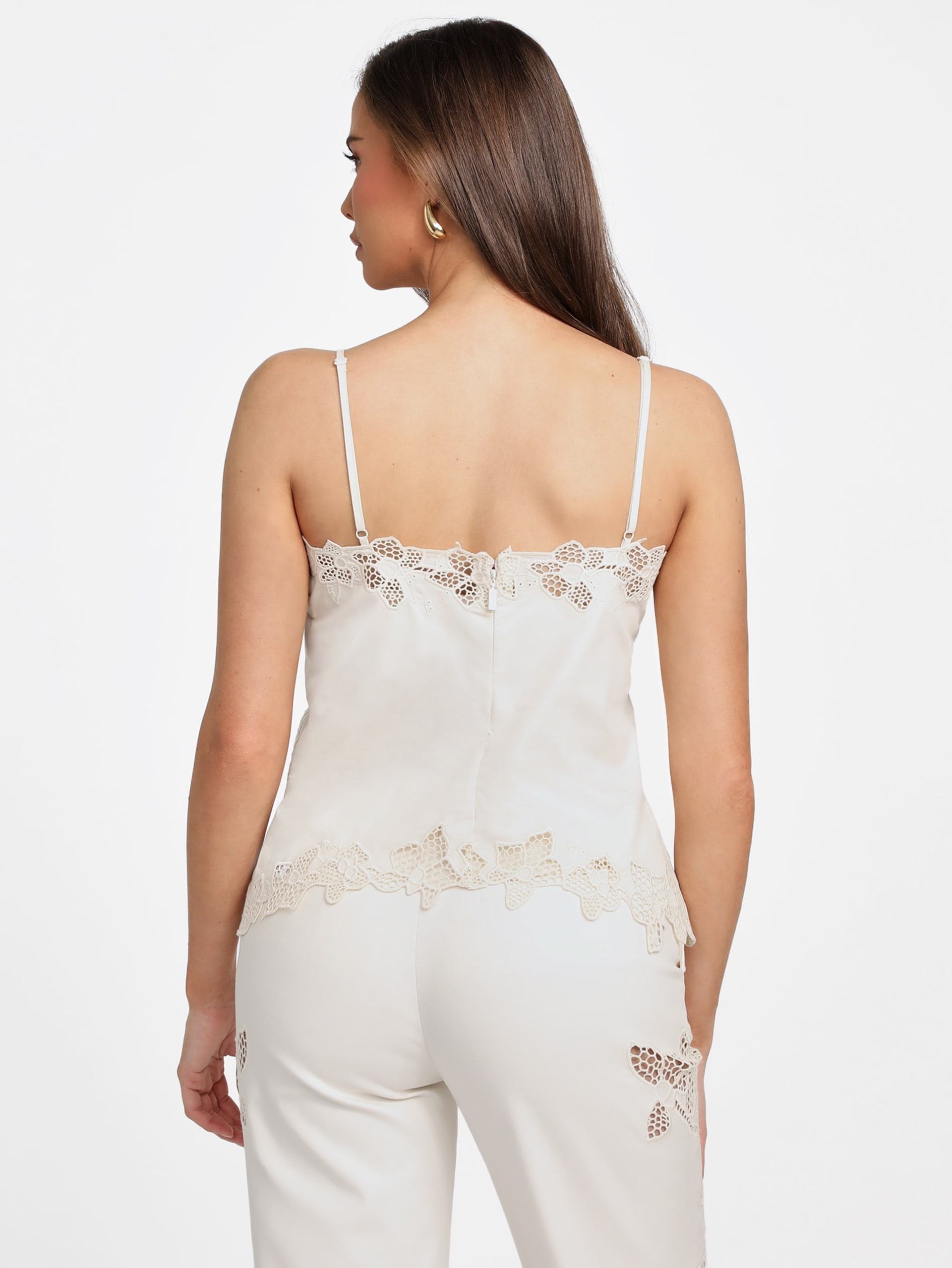 Top de alças floral de crochê Brooke