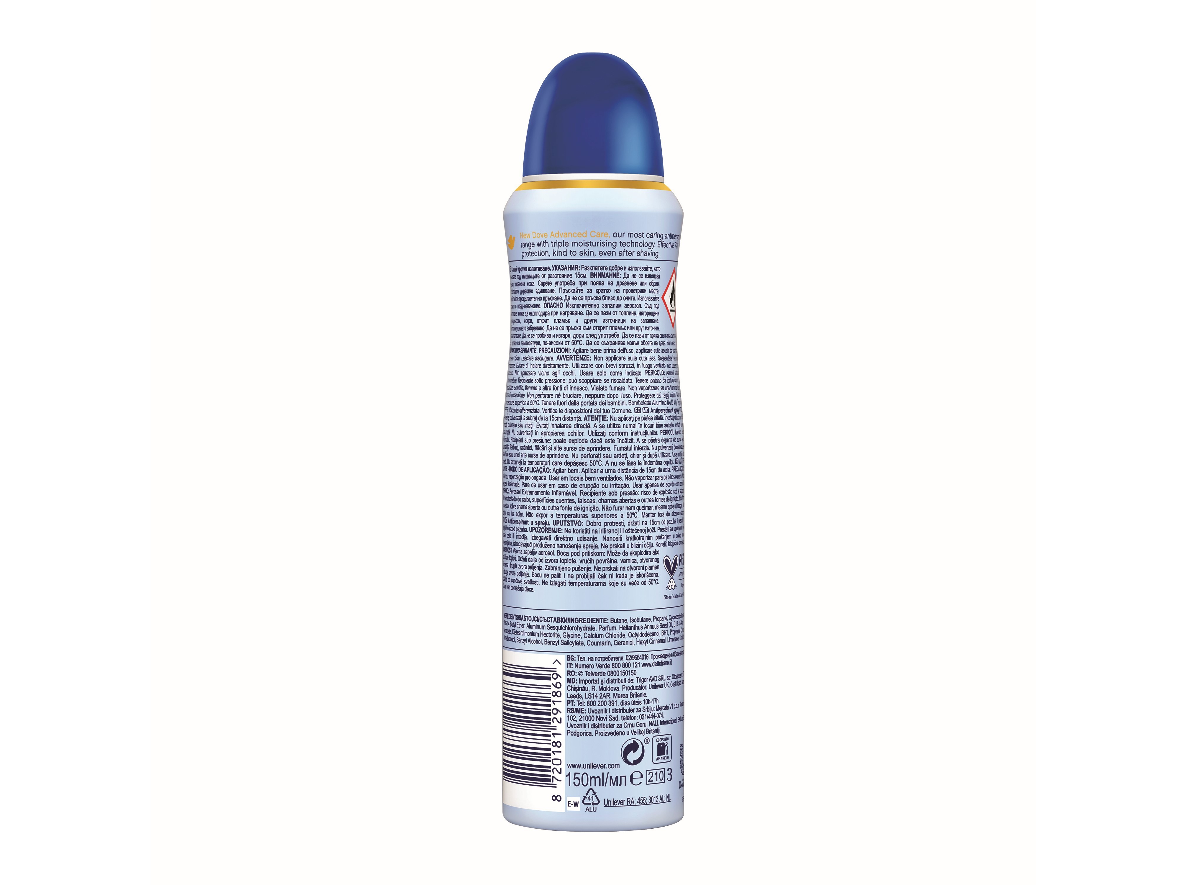 DESODORIZANTE SPRAY DOVE TALC SOFT 72H 150ML