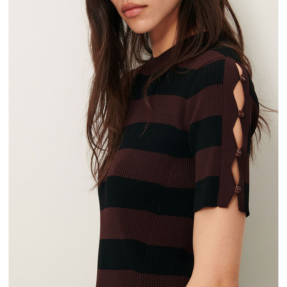 SESSUN<br>Vestido midi em malha listrada, MOORE