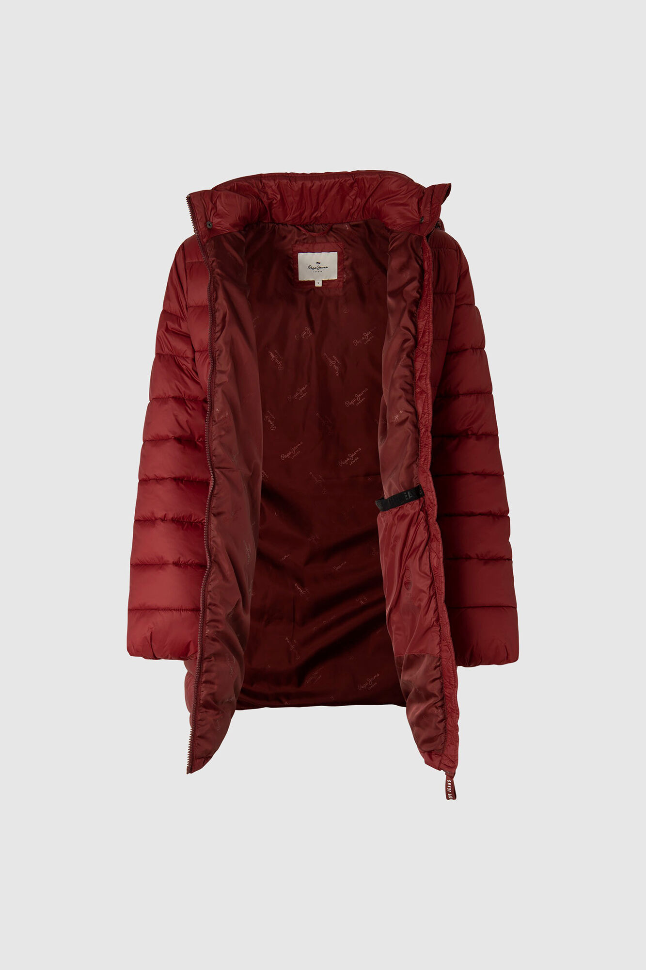 Jaqueta de nylon acolchoada com plumas
