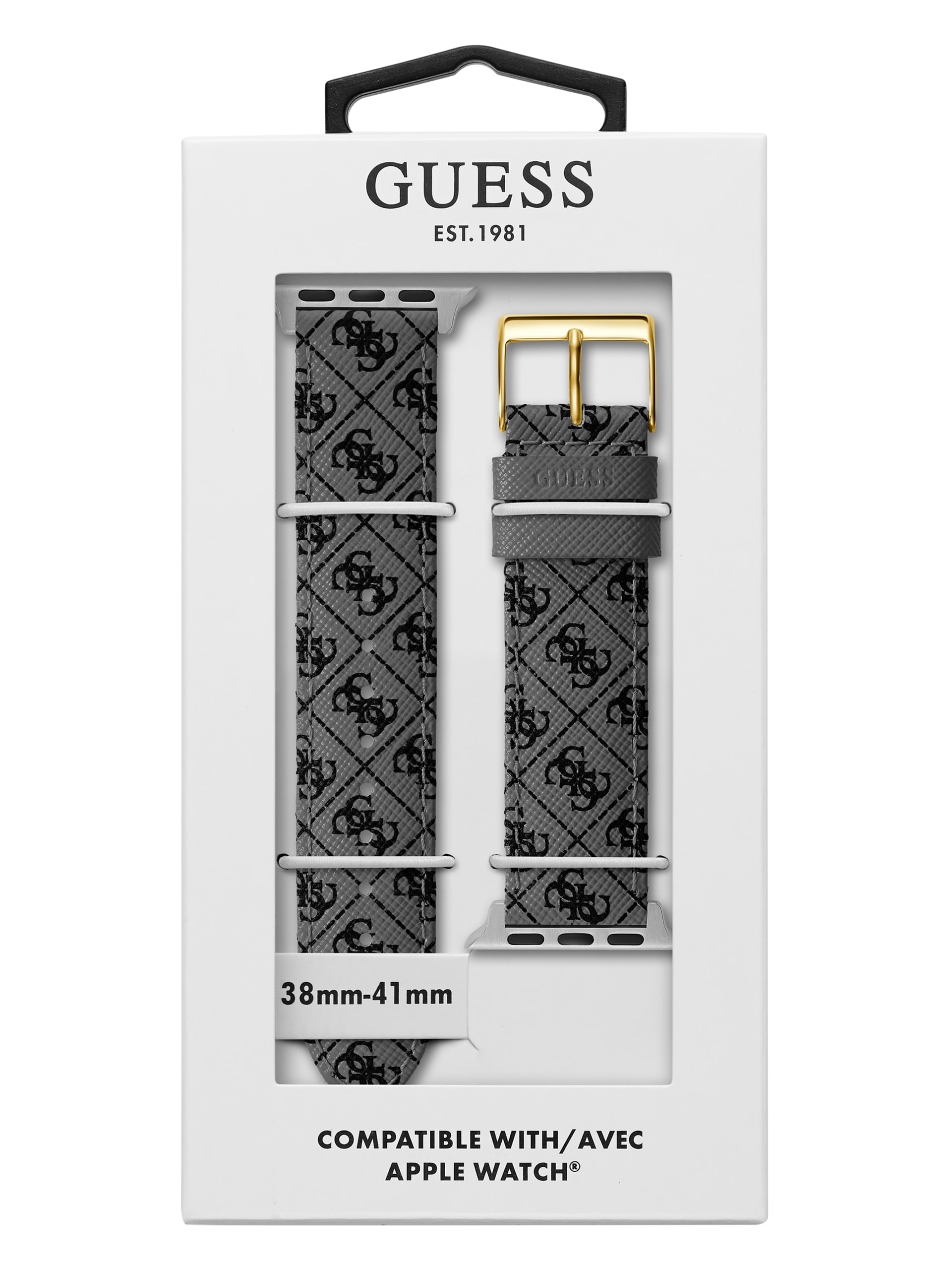 Pulseira de couro cinza Quattro G de 38 a 41 mm para Apple Watch®