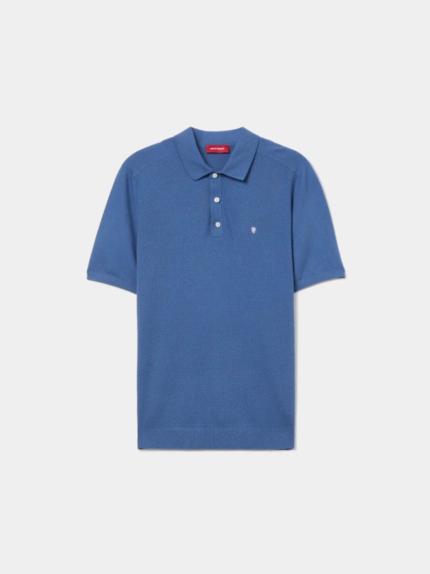 Polo de manga curta em malha de algodão