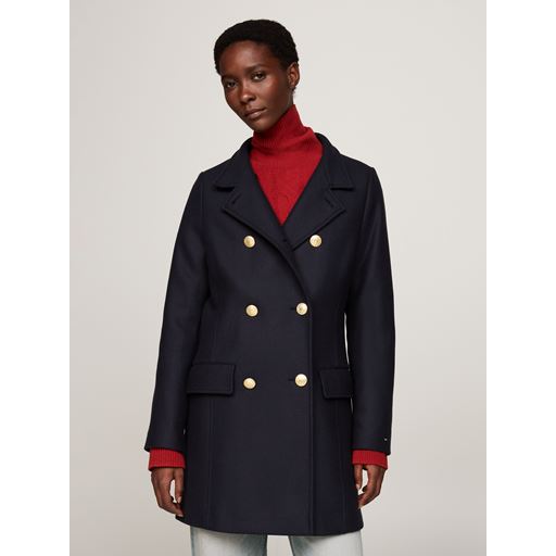 Tommy Hilfiger Wool Blend Slim Funnel Frakke, Desert Sky, 42