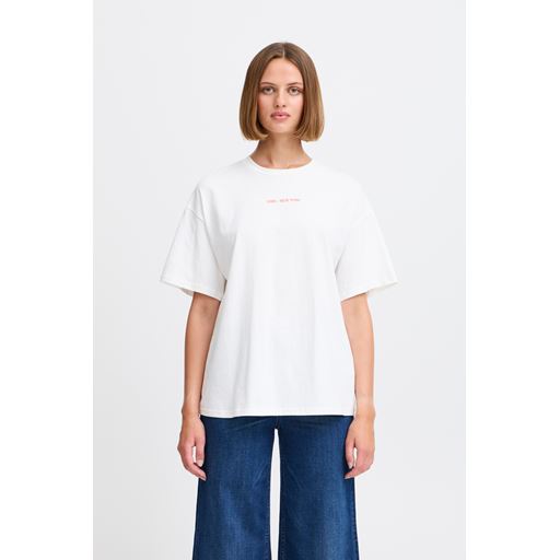 Ichi Bexi T-shirt, Cloud Dancer/Racing Red, M
