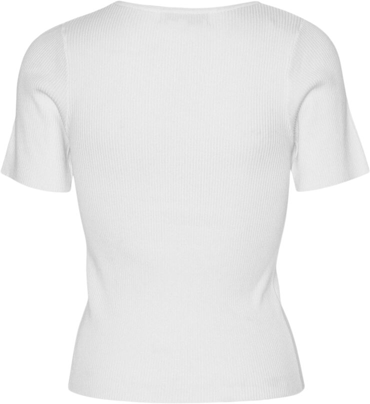 A-VIEW Rib knit short sleeve top White