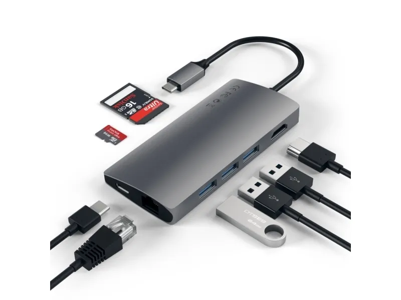 Satechi TYPE-C MULTI-PORT ADAPTER 4K WITH ETHERNET V2 - Dockingstation - USB-C / Thunderbolt 3 - HDMI - 1GbE