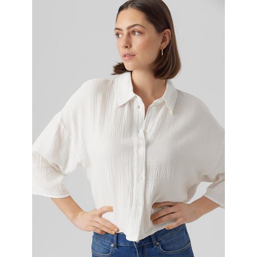 Vero Moda Natali Crop Skjorte, Snow White, XL