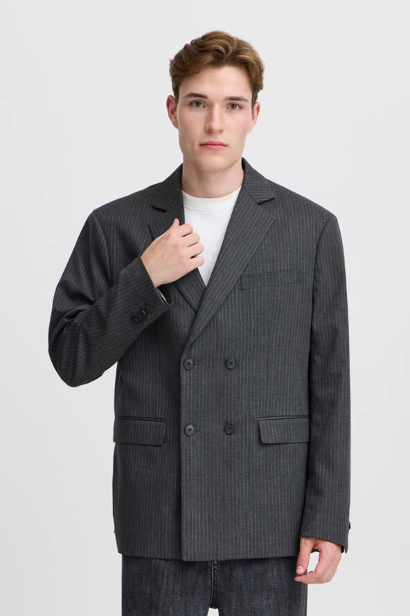 Casual Friday CFBRUCE pinstriped relaxed blazer Dark grey melange