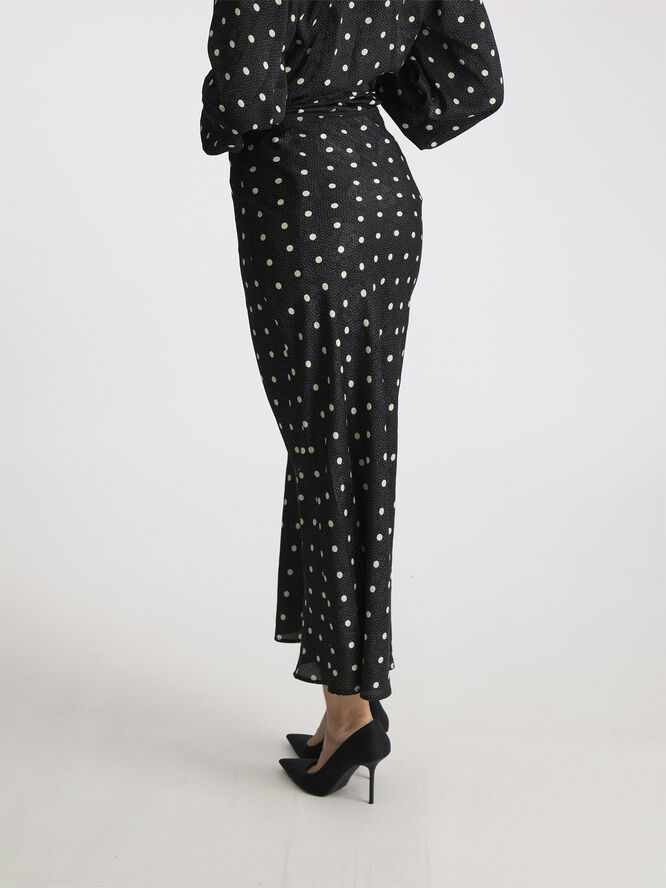 Neo Noir Lola Retro Dot Long Skirt Black